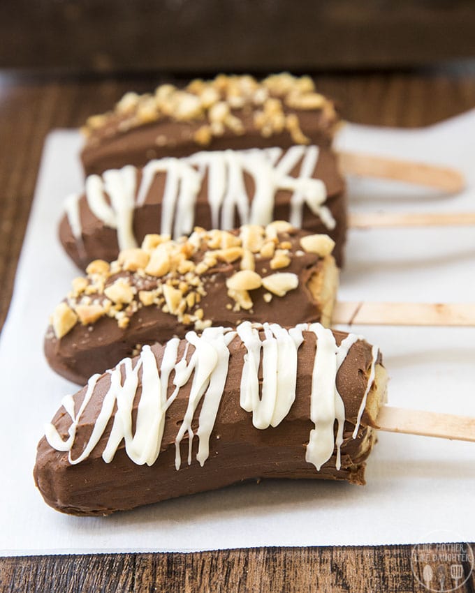 Chocolate Covered Peanut Butter Frozen Bananas Like Mother, Like Daughter