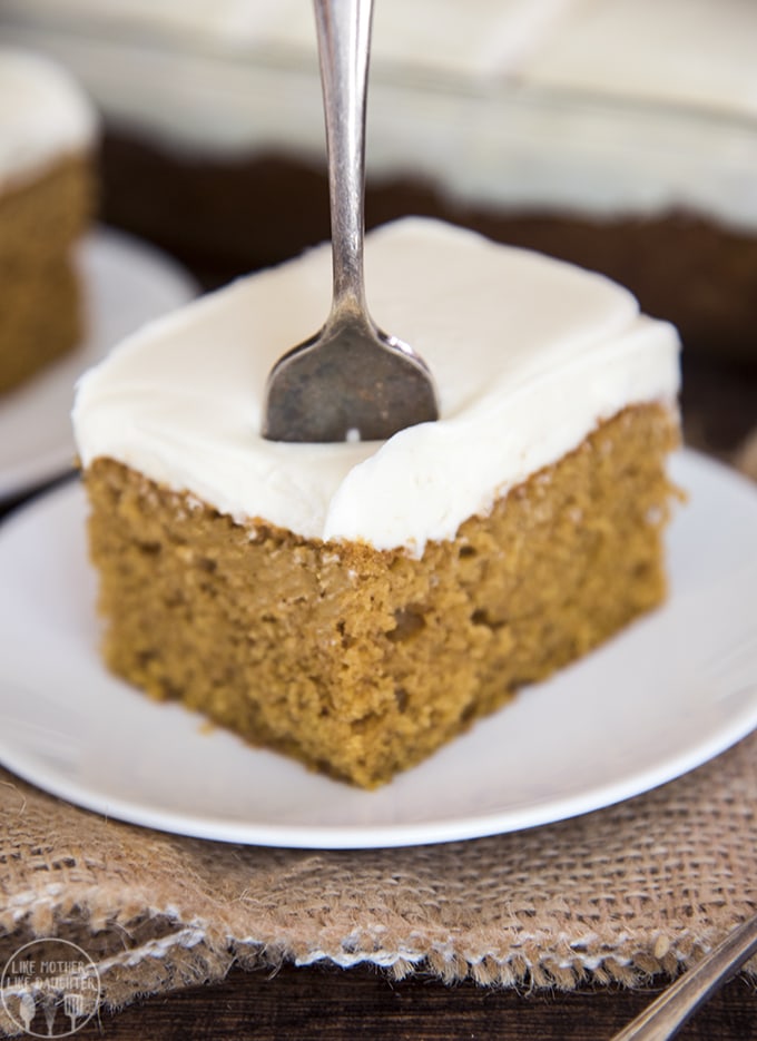 easy pumpkin cake is made with only a few ingredients and whips together in just minutes for the perfect fall dessert.