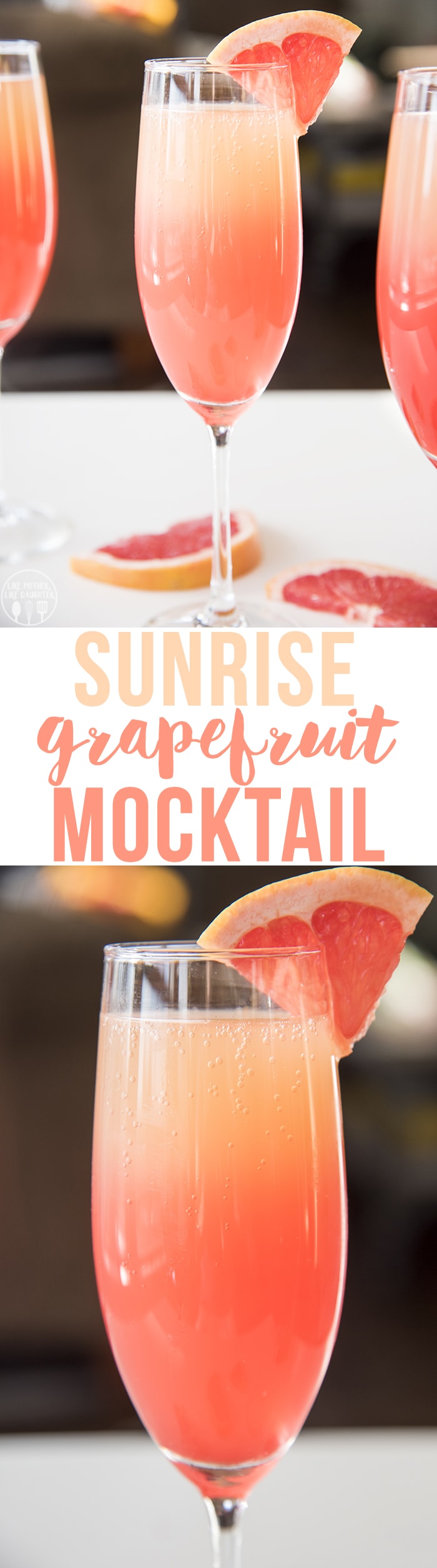 This sunrise grapefruit cocktail is a gorgeous grapefruit mocktail with a splash of grenadine to give it the beautiful coloring.