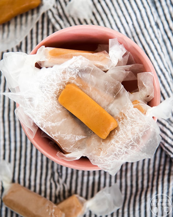 Microwave Caramels are so easy to make in just one bowl, with no candy thermometer. They are perfectly soft and chewy and delicious!