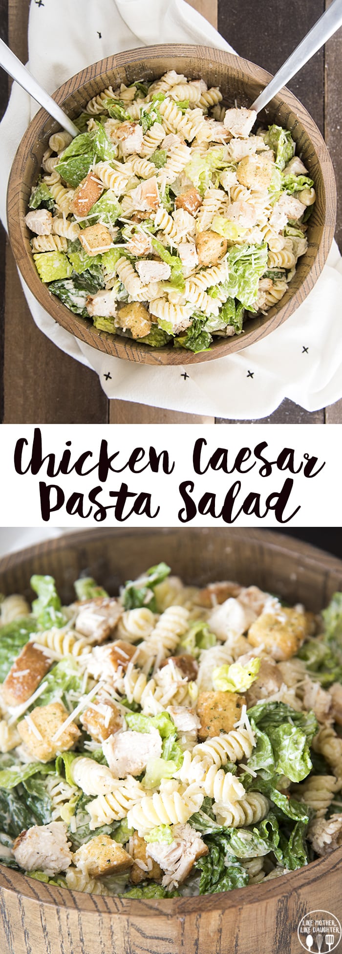 Chicken Caesar pasta salad is a delicious mix of pasta salad and chicken Caesar salad and is perfect for lunch or a light dinner!