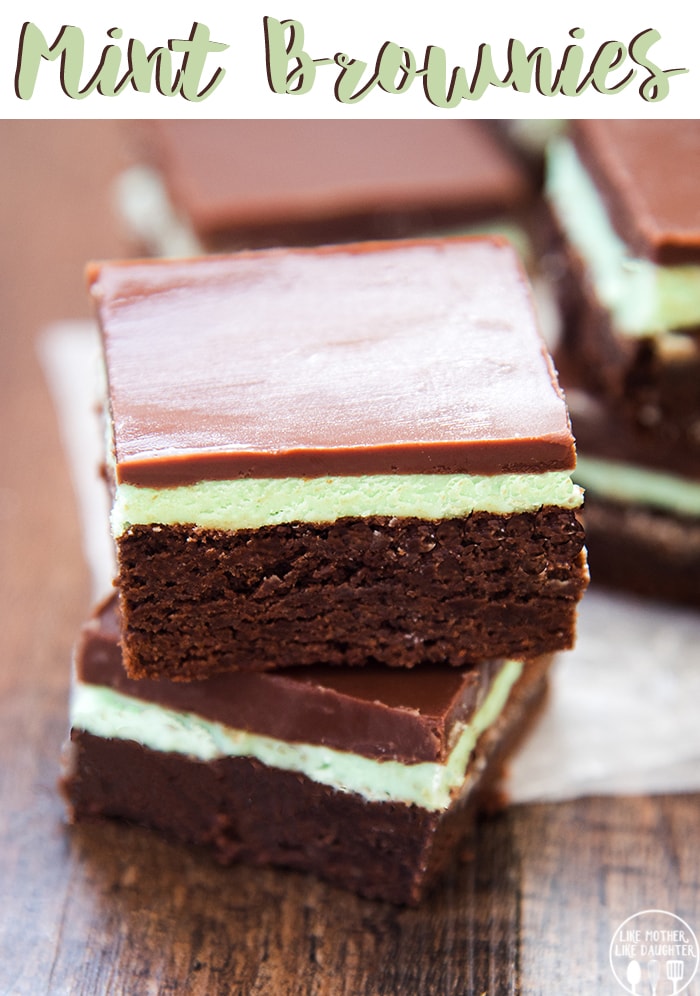 Mint Brownies are a delicious rich homemade chocolate brownie topped with a creamy and cool mint frosting and chocolate ganache.
