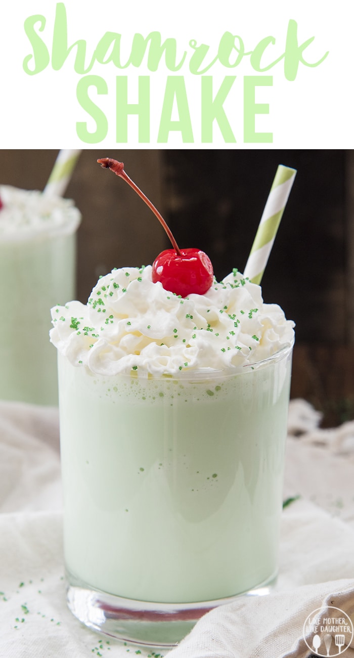 This Shamrock Shake is a delicious minty milkshake that is a homemade version of the fun Mcdonald's St. Patrick's Day milkshake!