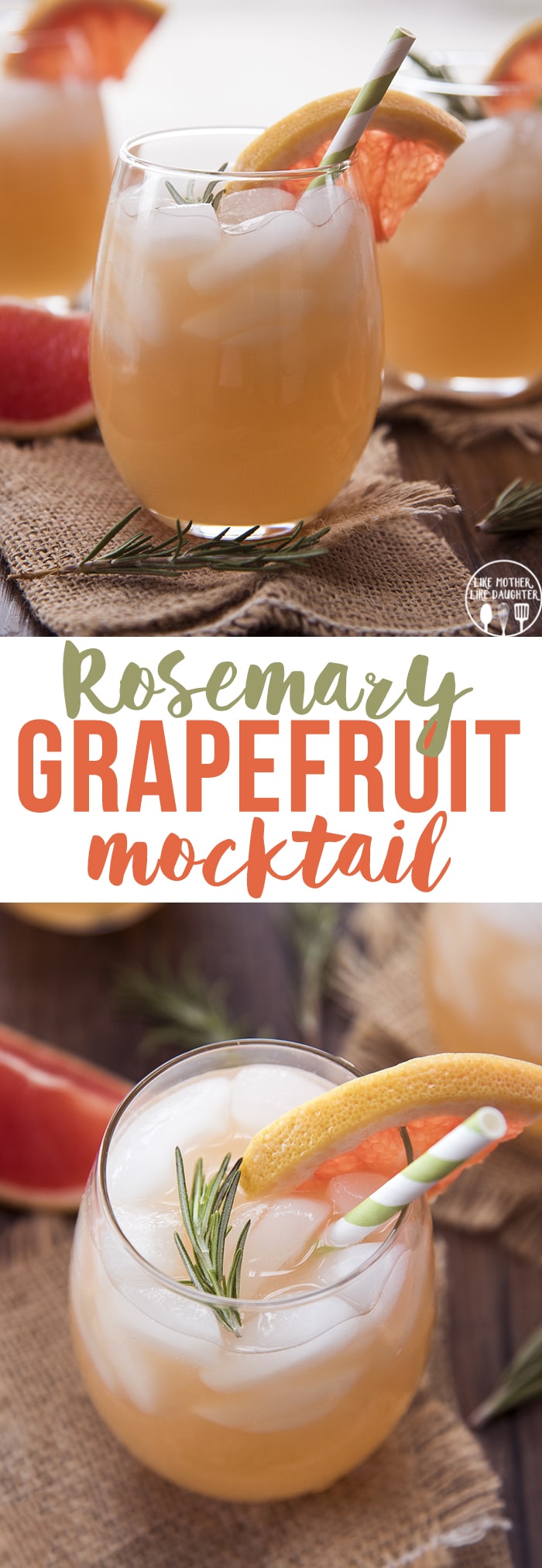 Rosemary Grapefruit Mocktail is a perfect refreshing drink made with grapefruit juice, club soda and a sweet syrup made with fresh rosemary!