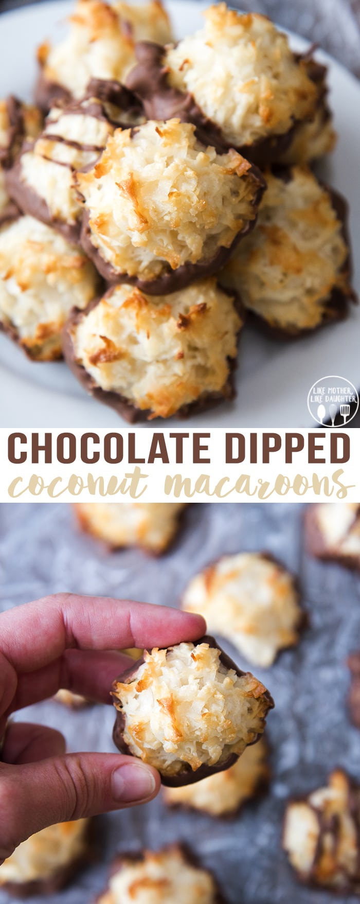 Coconut Macaroons are crunchy on the outside, chewy in the middle, with the perfect sweet coconut taste! Even better dipped in chocolate!