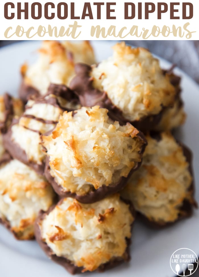 Coconut Macaroons are crunchy on the outside, chewy in the middle, with the perfect sweet coconut taste! Even better dipped in chocolate!