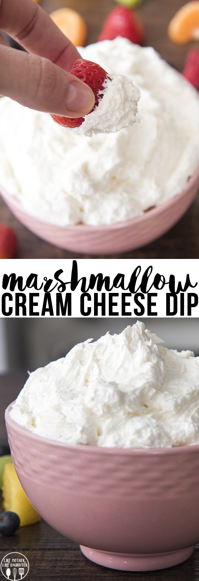 Marshmallow Cream Cheese Fruit Dip is an easy 3 ingredient fruit dip, that is perfect for serving with your favorite fruit!