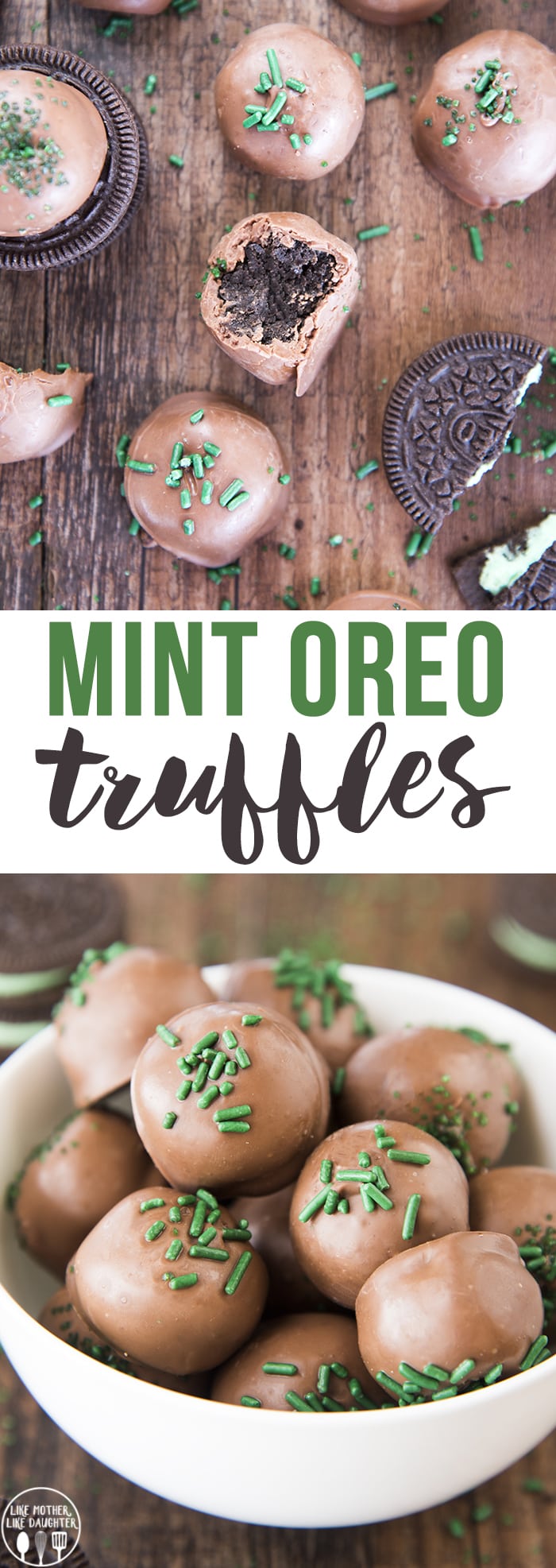 Mint Oreo Truffles are delicious 3 ingredient oreo balls made with cool mint Oreos for a sweet chocolate and mint treat!