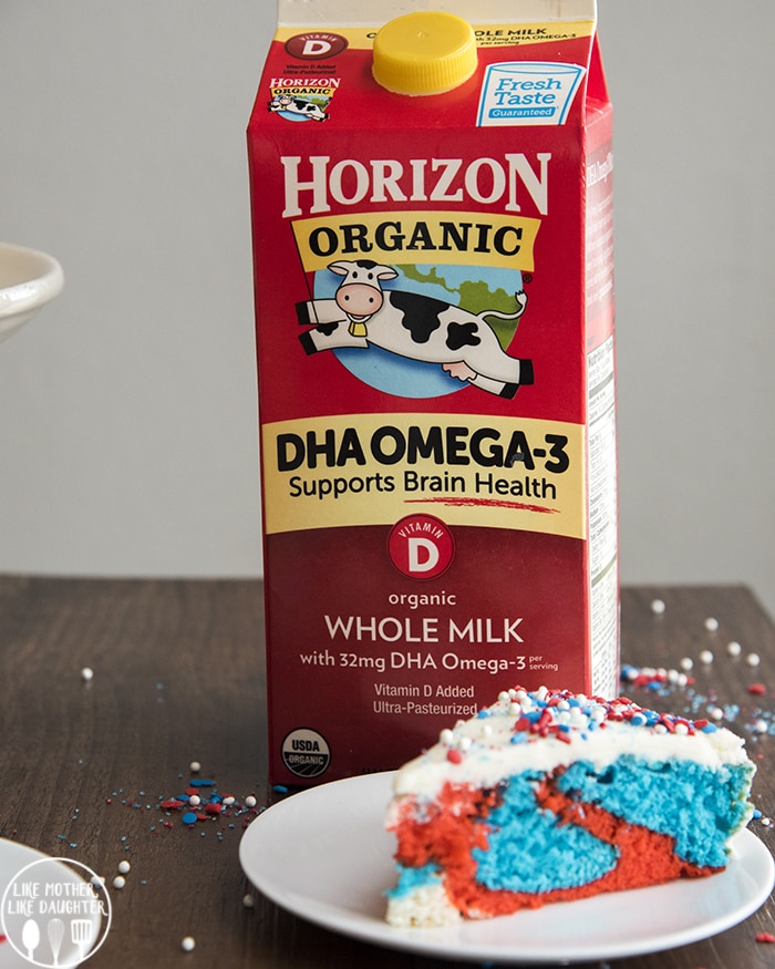 A carton of Horizon Organic milk on a table.