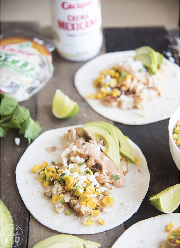 Elotes and Chicken Tacos