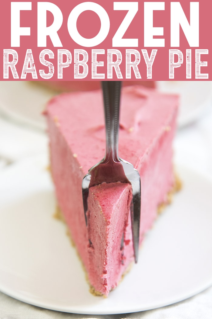 This frozen raspberry pie is the perfect cold summer dessert! Its creamy, refreshing and bursting with a delicious raspberry flavor!