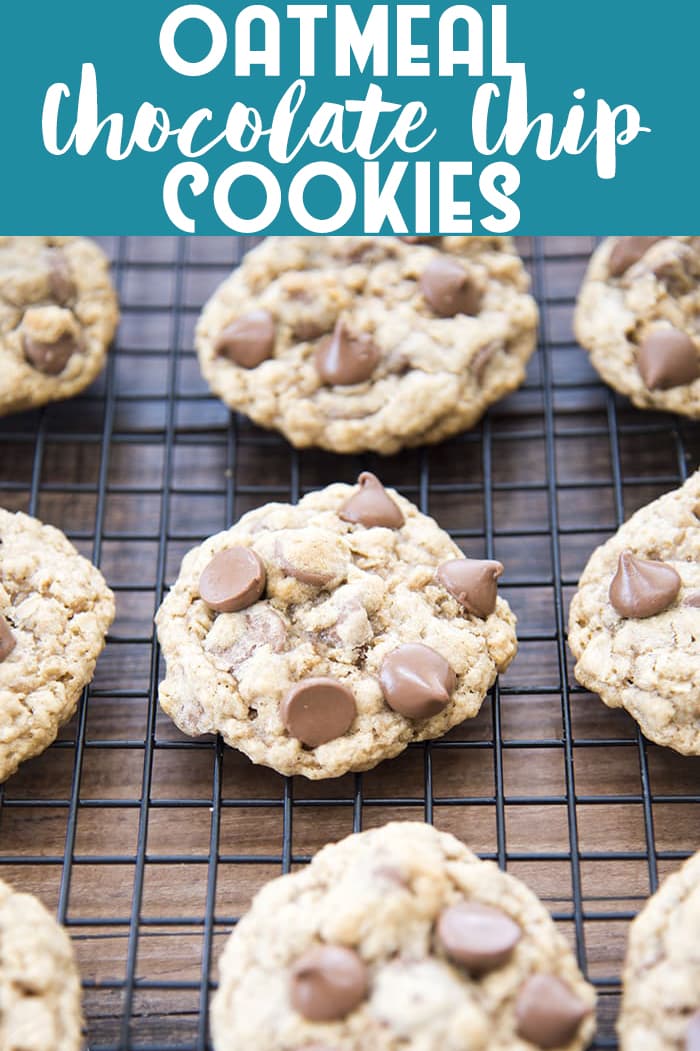 Oatmeal Chocolate Chip Cookies are the perfect chewy, and soft cookies stuffed full of oatmeal and lots of chocolate chips! No chilling the dough!