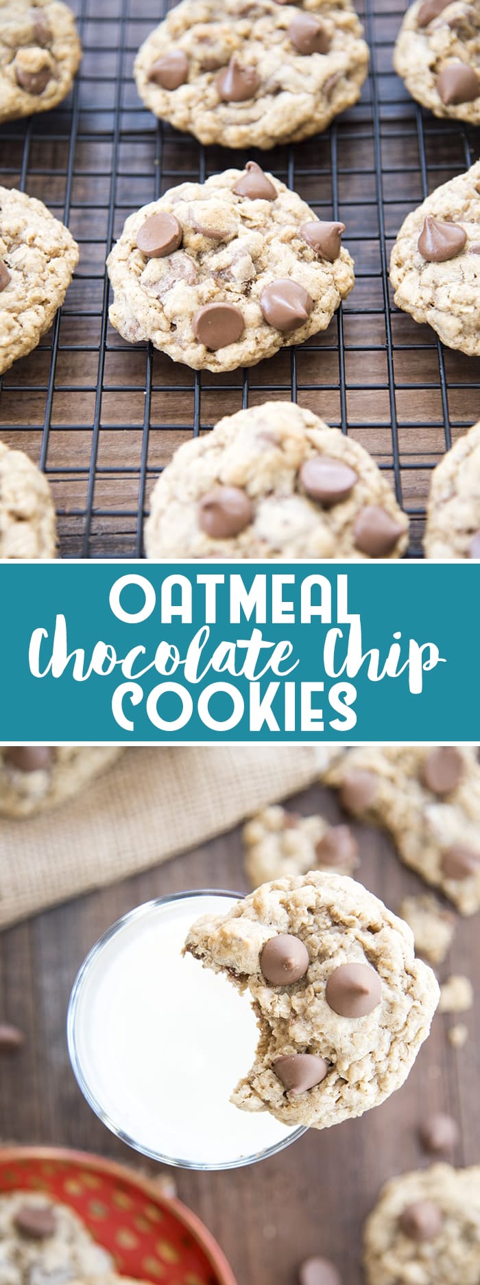 Oatmeal Chocolate Chip Cookies are the perfect chewy, and soft cookies stuffed full of oatmeal and lots of chocolate chips! No chilling the dough!