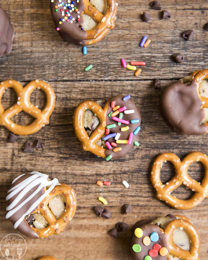Cookie Dough Pretzel Bites are the perfect sweet and salty treat.
