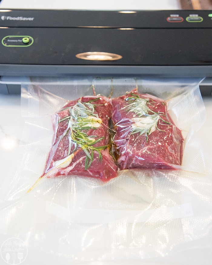 The perfect way to get a juicy flavorful steak with Food Saver Vacuum Sealed Bags and a Sous Vide!