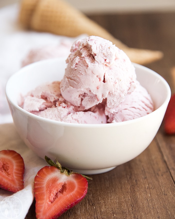 A bowl of strawberry ice cream.