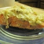 A one of a kind salmon dish with 2 cheeses and artichoke sauce for your healthy eating style.