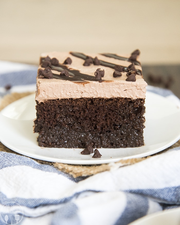 This Death By Chocolate Poke Cake is loaded with chocolate in every bite!