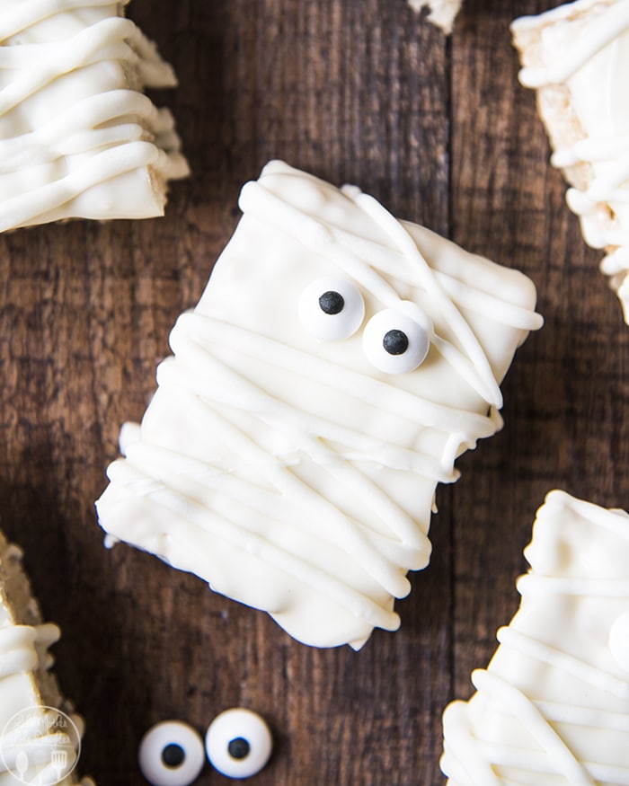 Halloween Mummy Treats made with Rice Krispies