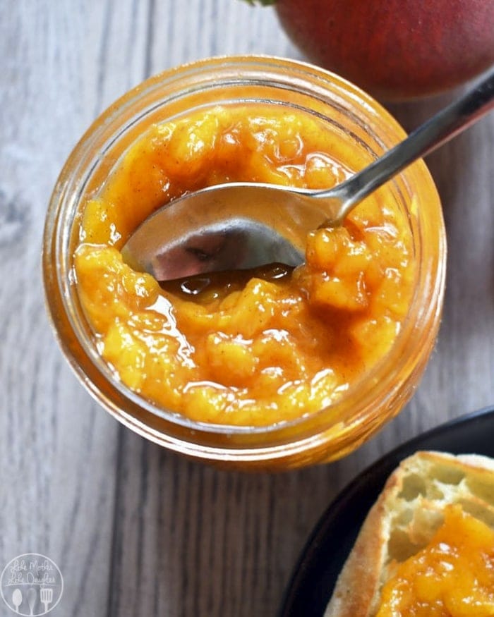 A jar of roasted peach jam.