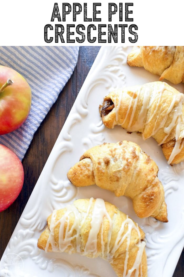 These apple pie crescents are a quick and easy way to enjoy the flavors of apple pie with buttery cinnamon apples all topped with a maple glaze!