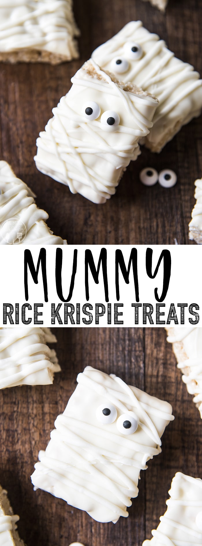 These mummy rice krispie treats are such an easy, and adorable Halloween treat!