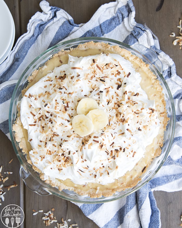 Banana Coconut Cream Pie with a shortbread crust