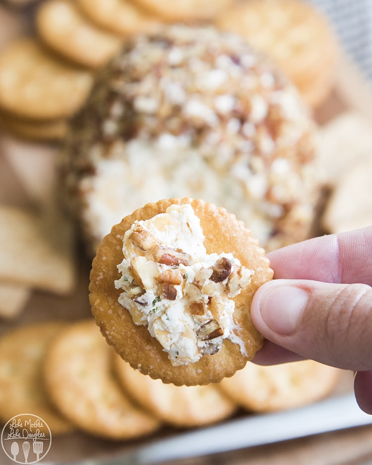 A classic cheeseball perfect with crackers for a holiday appetizer!