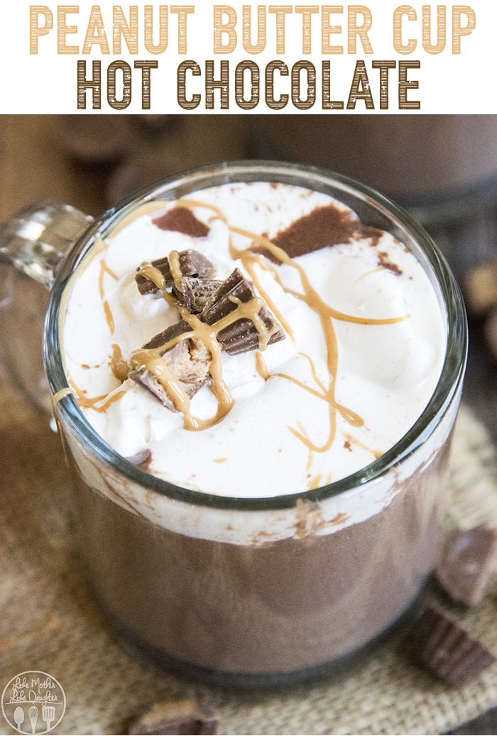 This peanut butter cup hot chocolate is a rich peanut butter and chocolate drink, the perfect cup of hot chocolate for peanut butter cup lovers!