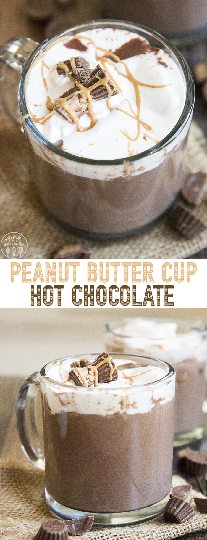 This peanut butter cup hot chocolate is a rich peanut butter and chocolate drink, the perfect cup of hot chocolate for peanut butter cup lovers!