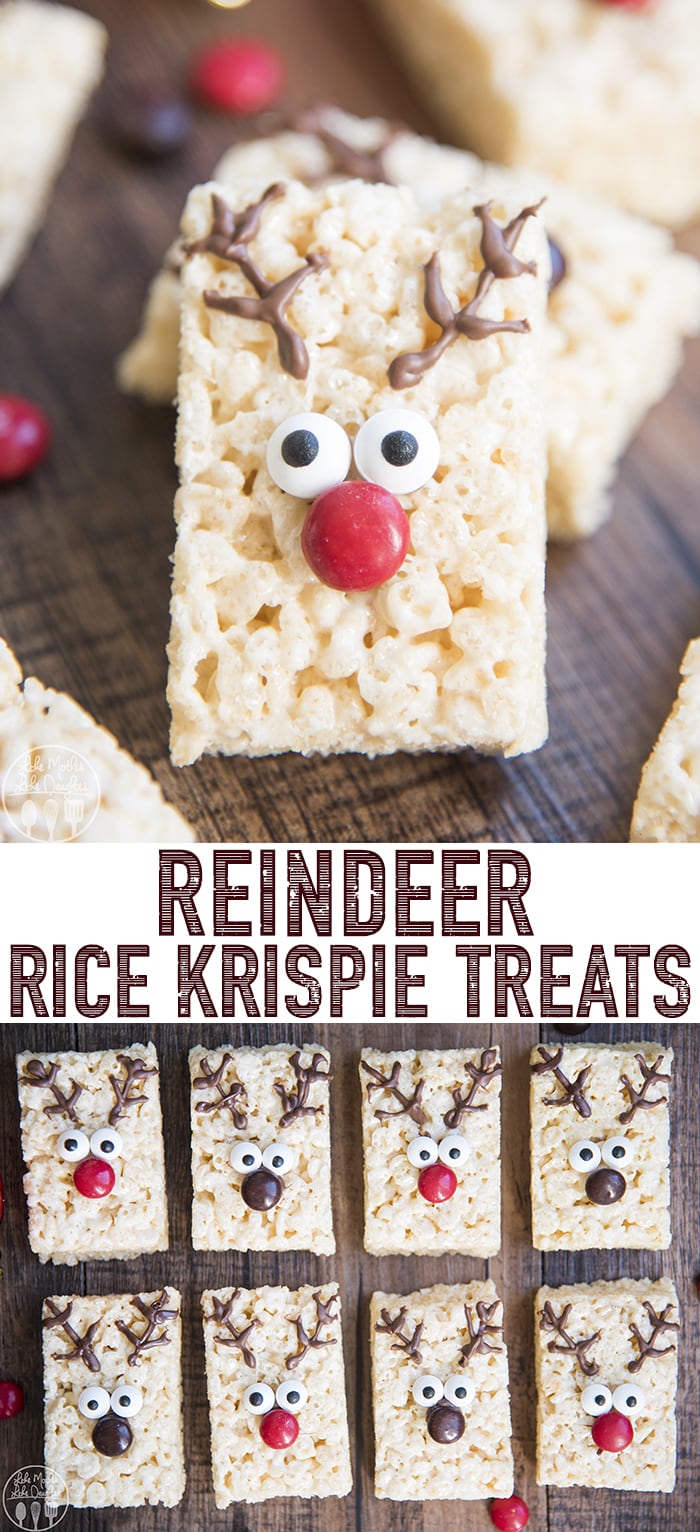These Reindeer Rice Krispie Treats are so easy to make with only 4 ingredients; they only take minutes to make and are the perfect Christmas treat!