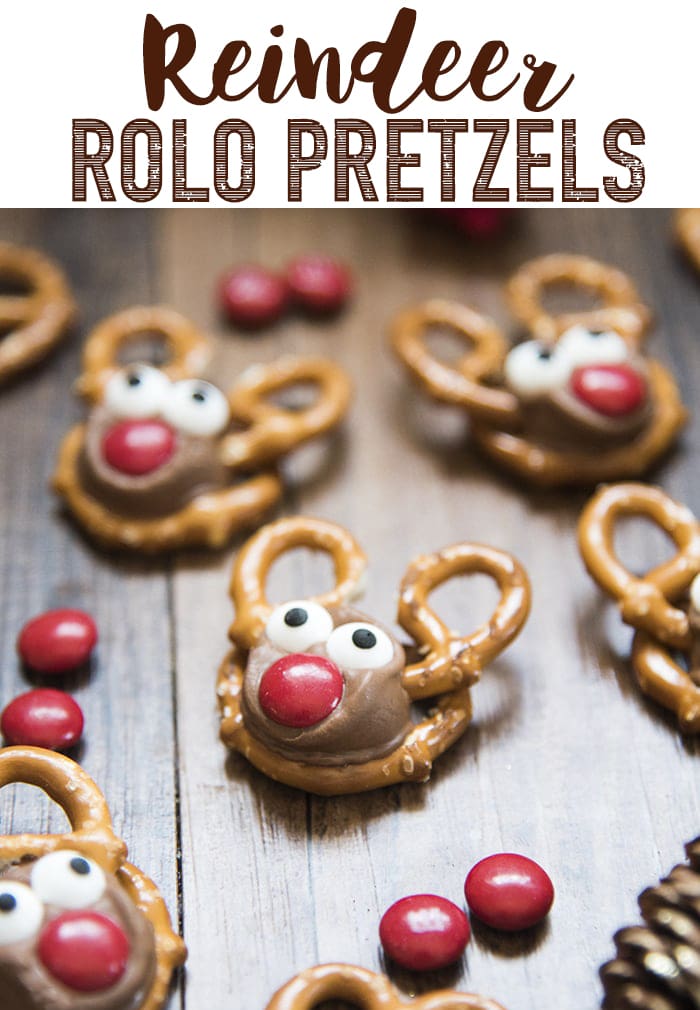 Rolo Pretzel Reindeer are not only a delicious sweet and salty treat, but they are adorable, and fun, and perfect for the Christmas season!