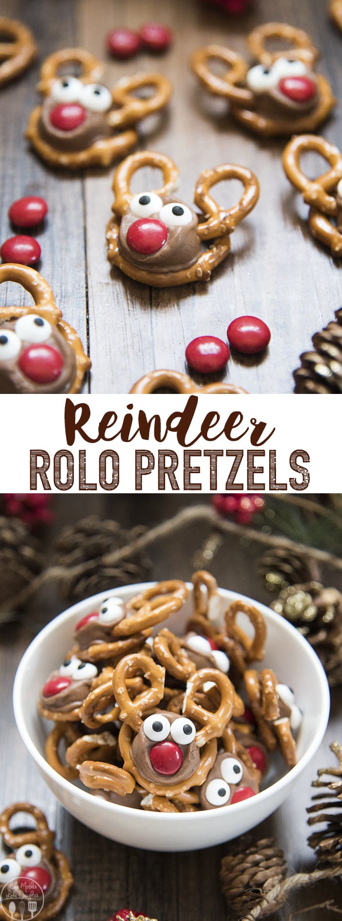Rolo Pretzel Reindeer are not only a delicious sweet and salty treat, but they are adorable, and fun, and perfect for the Christmas season!
