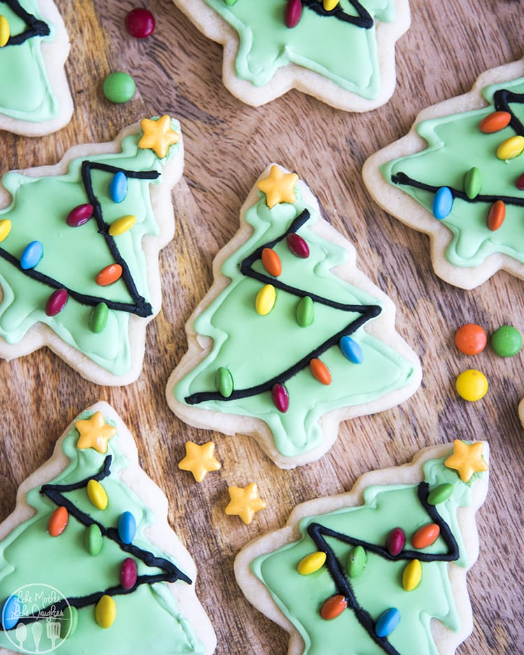Christmas Tree Sugar Cookies with m&m lights