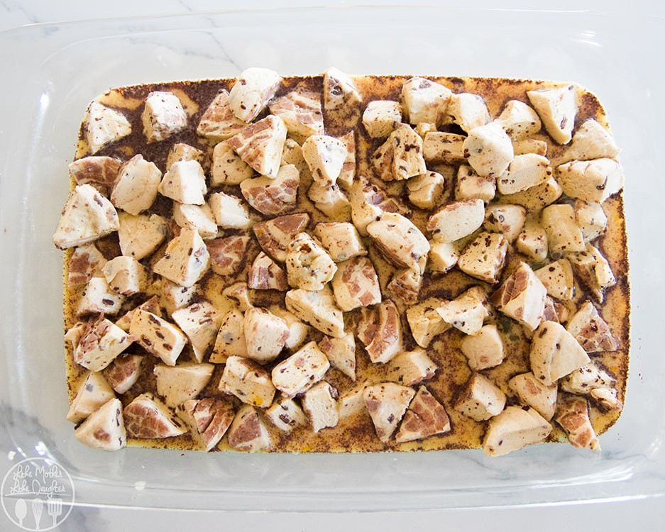 This french toast casserole is made with cinnamon rolls and is so good!