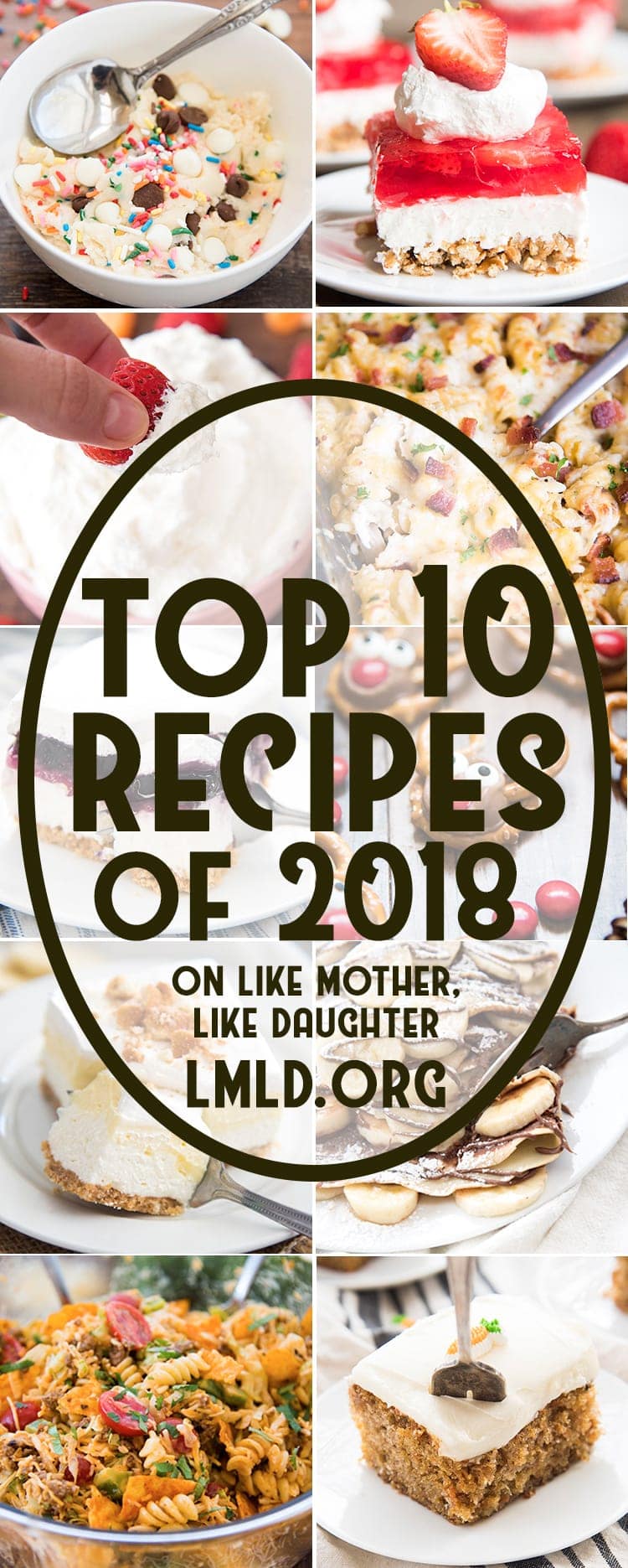 A collage of the top 10 most popular recipes on LMLD from 2018.