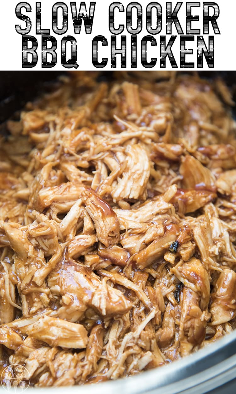 A pile of slow cooker bbq chicken.