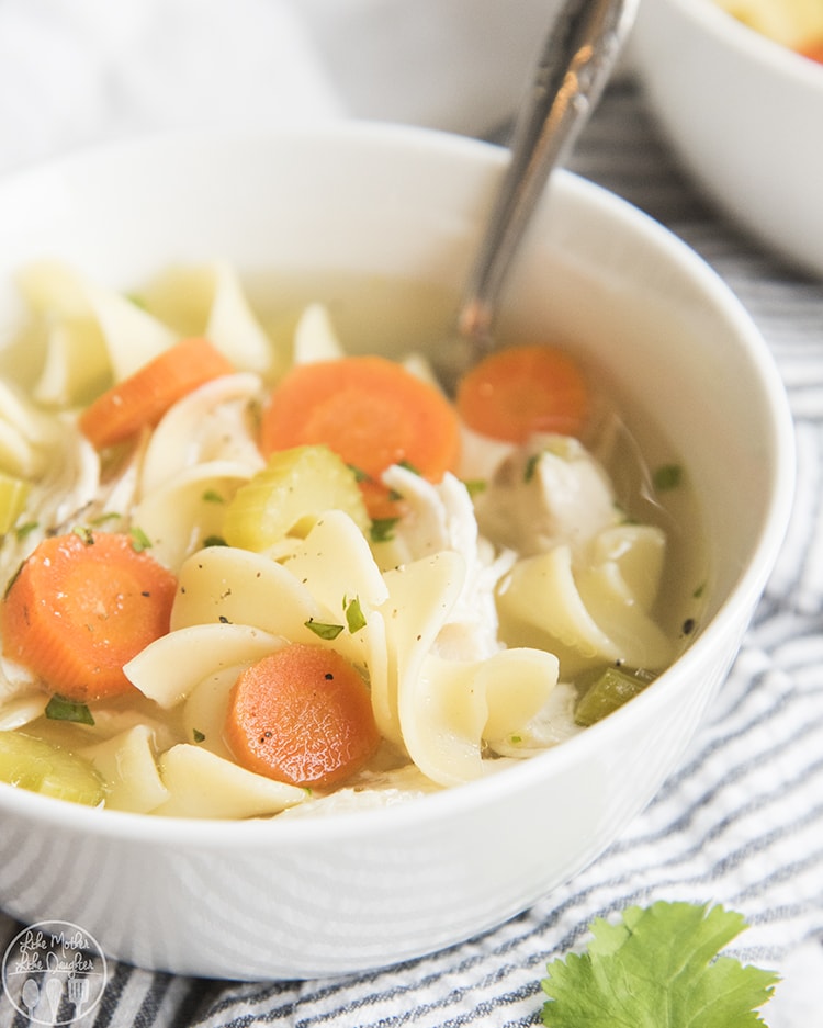 This slow cooker chicken noodle soup recipe is so easy and so delicious!