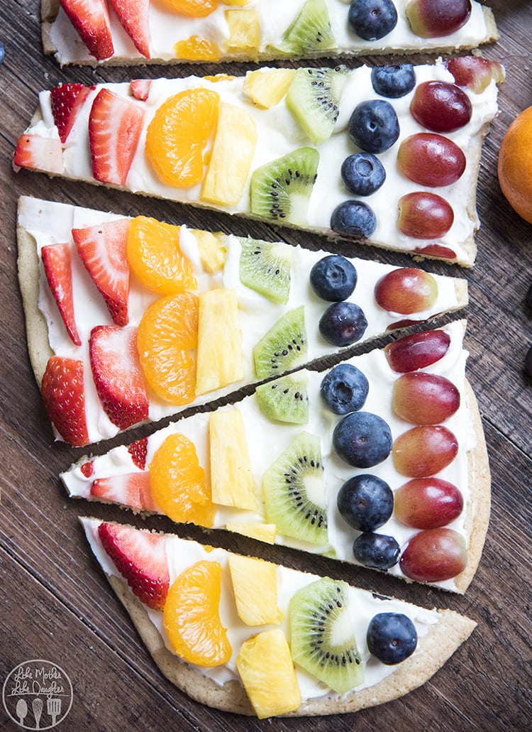 Rainbow Dessert Pizza with every color of the rainbow