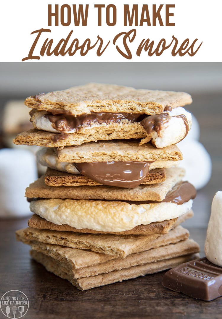 A stack of smores with melted marshmallows and chocolate.