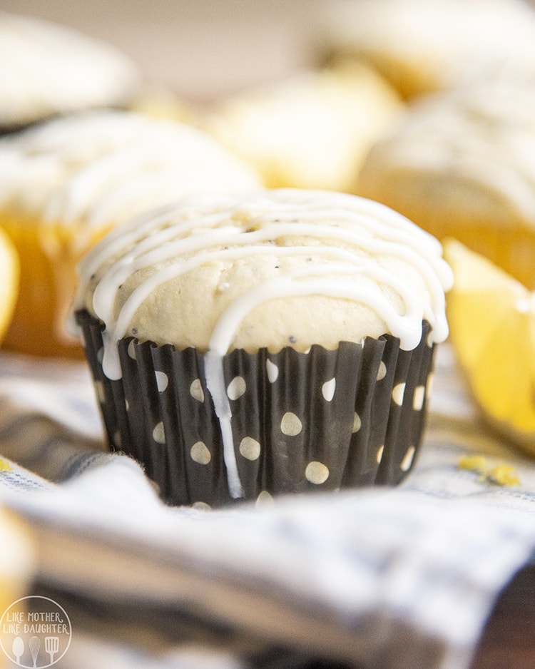 Lemon Poppy Seed Muffin topped with lemon glaze