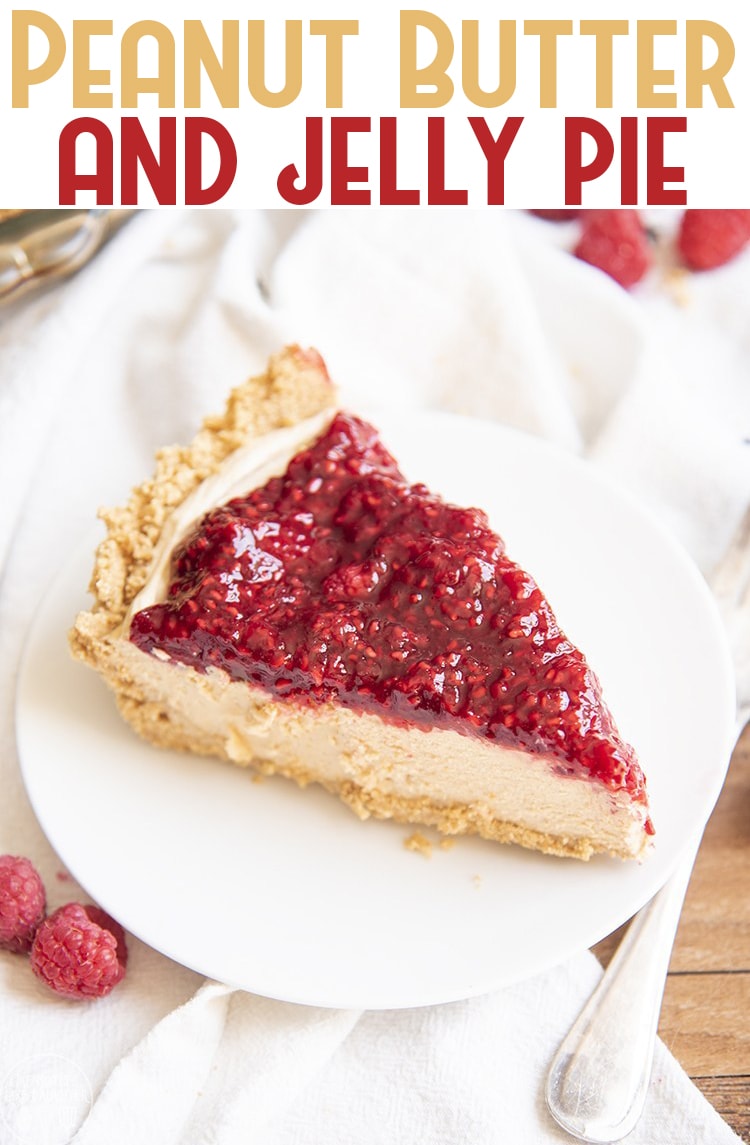 A slice of peanut butter and jelly pie on a plate. 