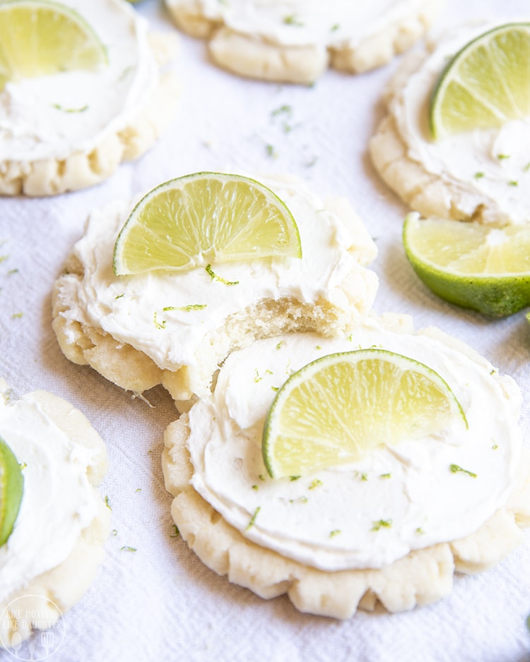 Sugar Cookie topped with Coconut Frosting and a Lime Wedge