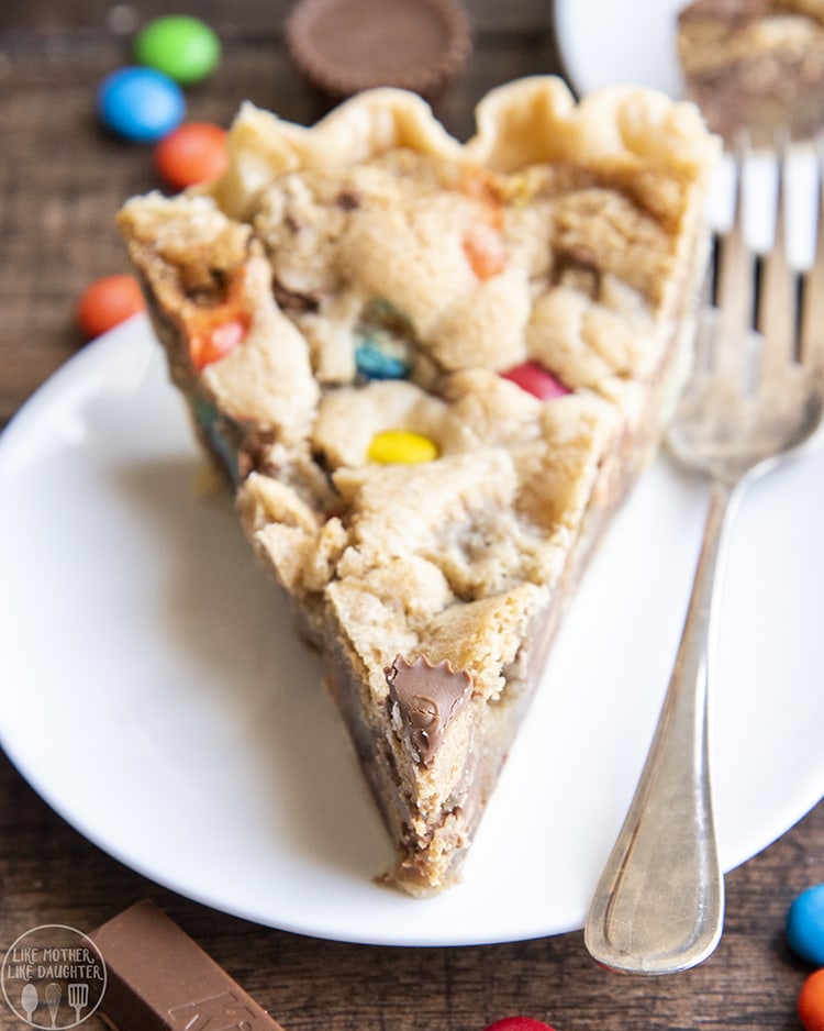 Candy Bar Pie with m&ms, reeses, kit kats and more