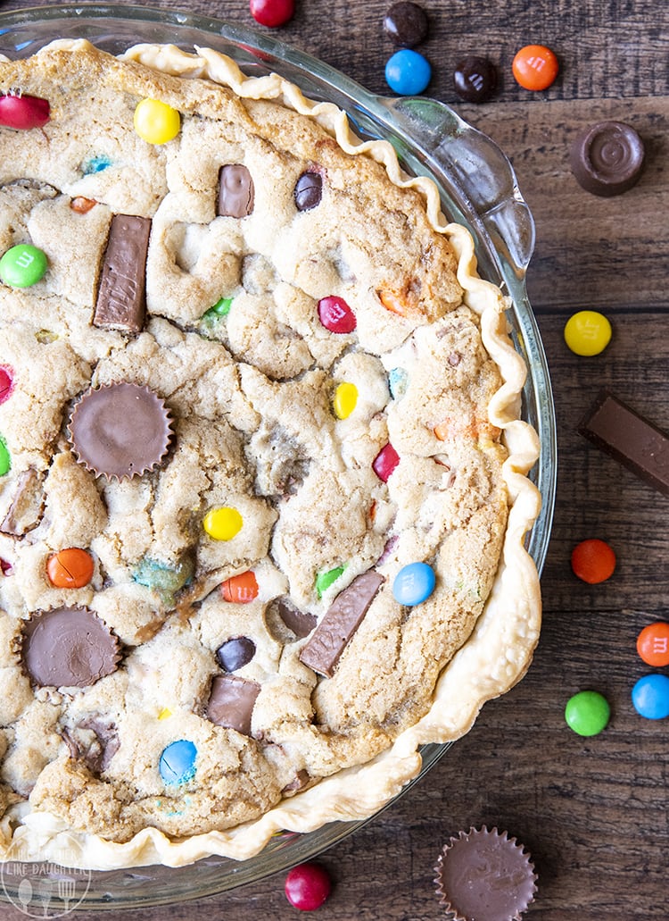 Candy Bar Pie stuffed full of candy bar pieces
