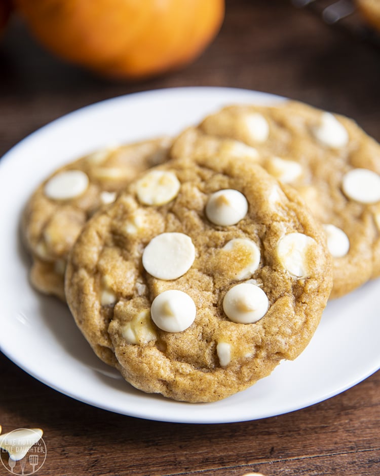 Pumpkin White Chocolate Chip cookies that are chewy, not cakey