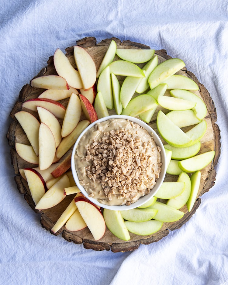 Toffee Dip is only 3 ingredients and perfect with red and green apples