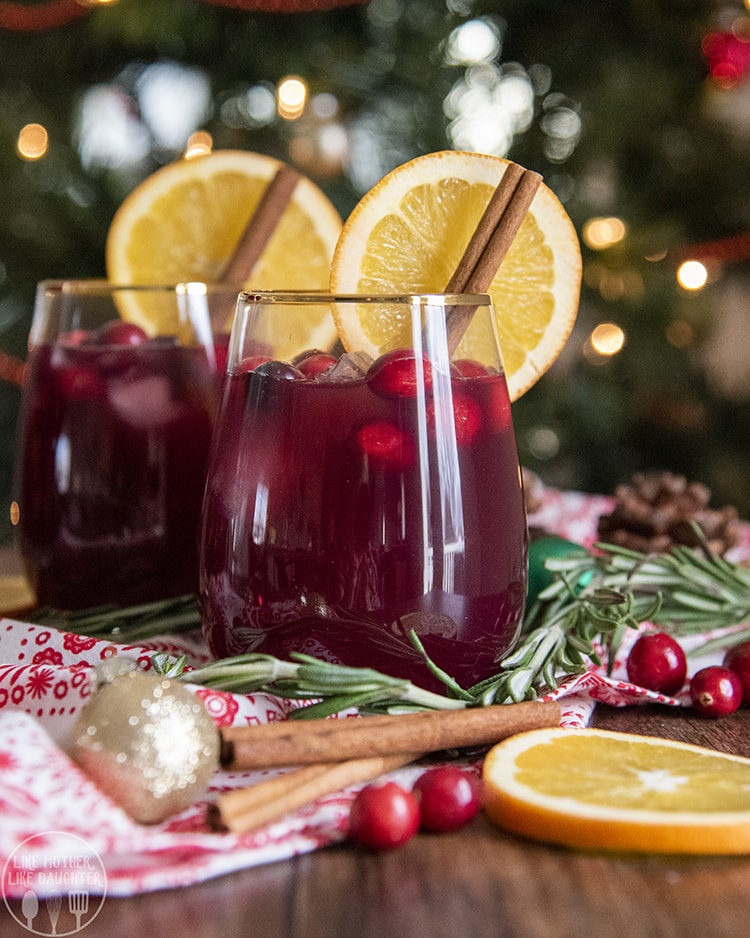 A perfect Non Alcoholic Holiday Sangria for Christmas or New Years Eve!