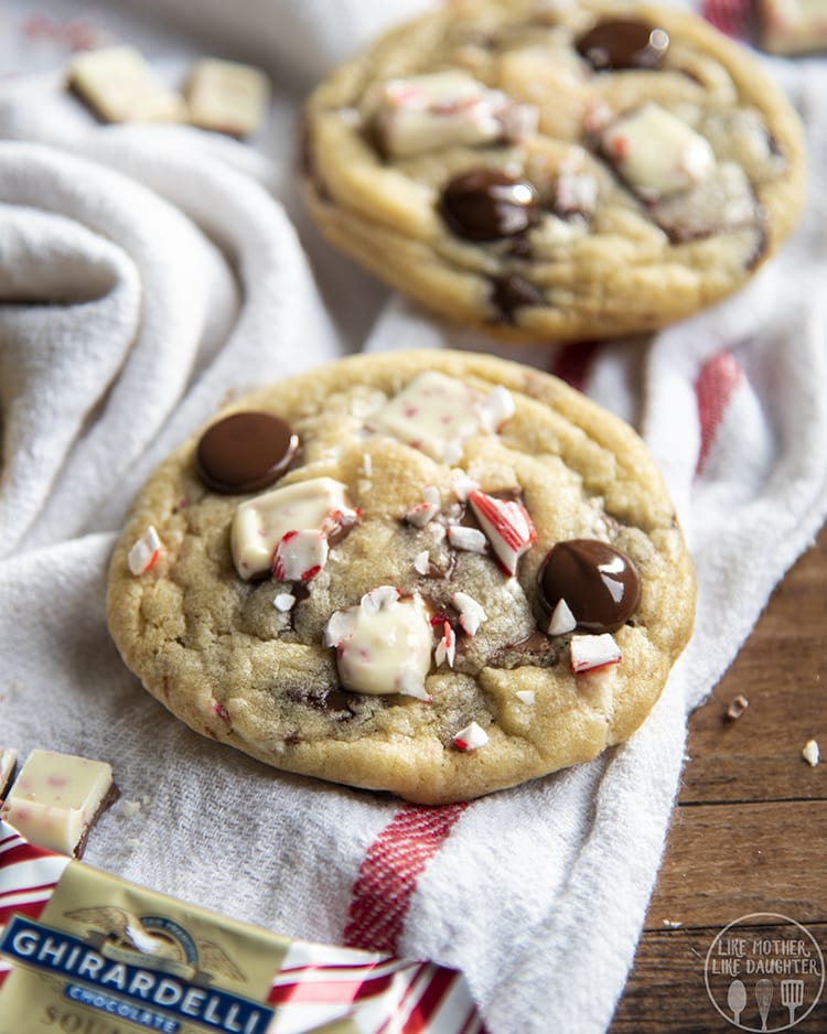 Peppermint Bark Chocolate Chip Cookies