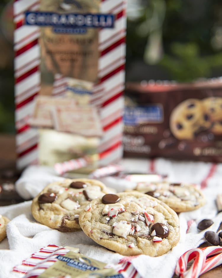 Peppermint Bark Cookies with Ghiradelli peppermint bark and chocolate chips in every bite